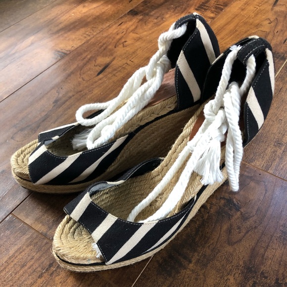 Kate Spade Striped Espadrilles Jute Wedges Sandals - Picture 8 of 8